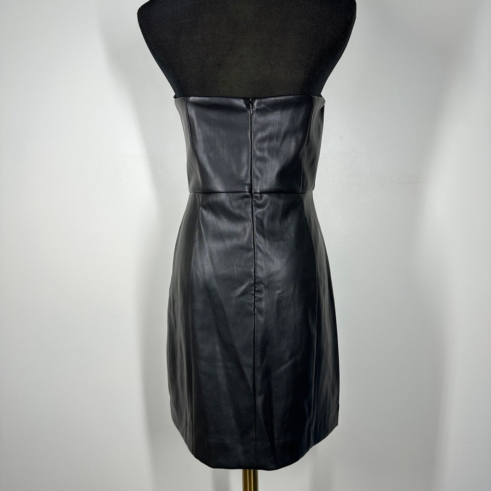 NWT Hutch Womens Faux Leather Strapless Sweetheart Mini Black Dress Size 10 - Picture 8 of 11